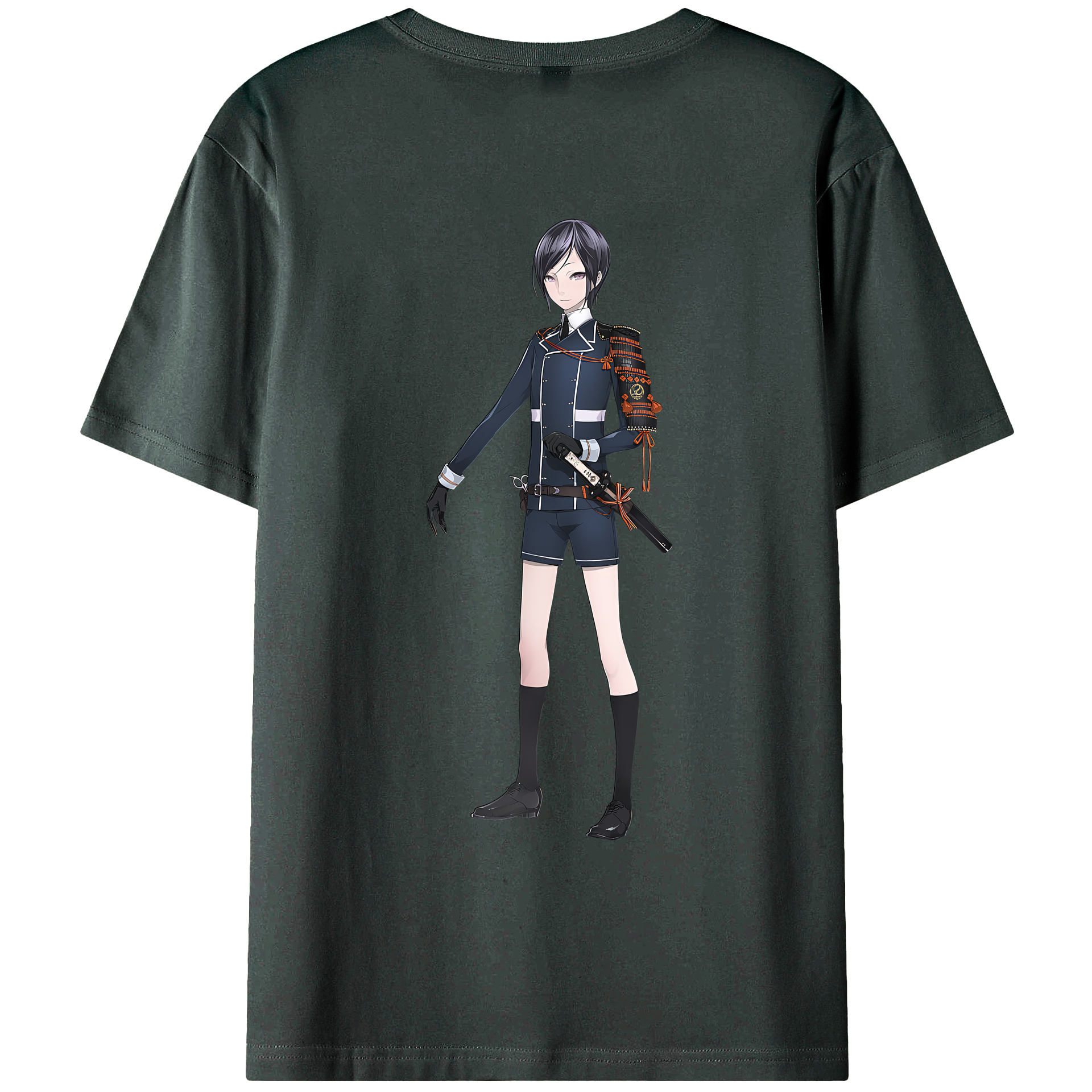 （画像用） 刀剣乱舞 Touken Ranbu 綿100％ メンズ半袖Tシャツ（バックプリント） 通気性